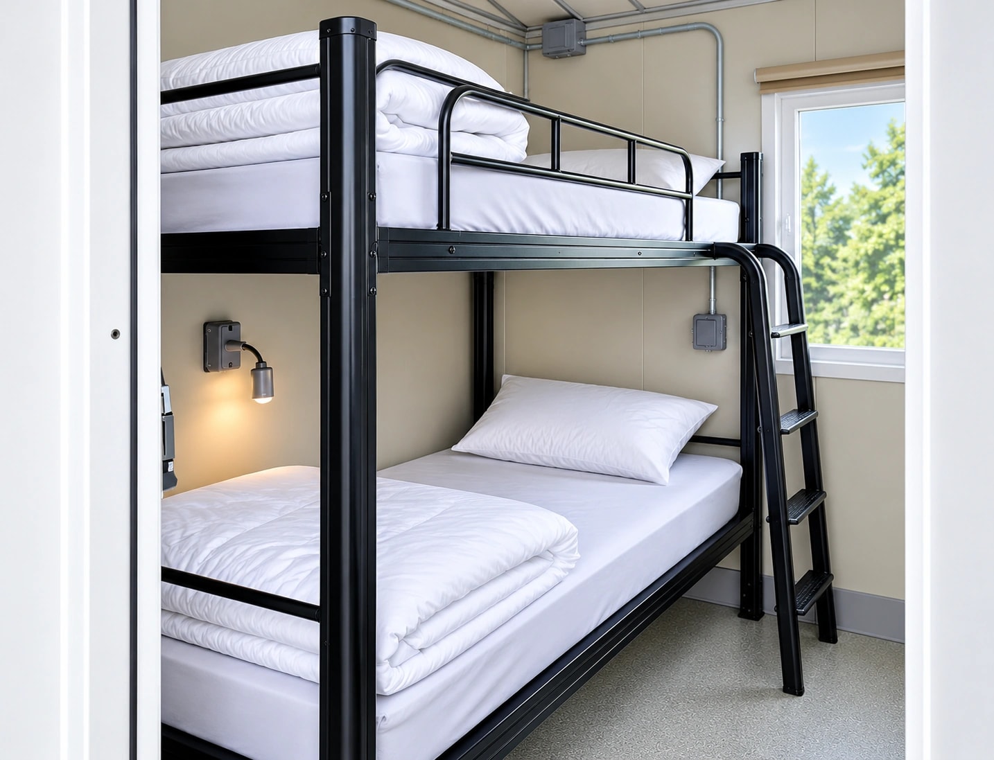 20ft accommodation unit bunk bed interior.