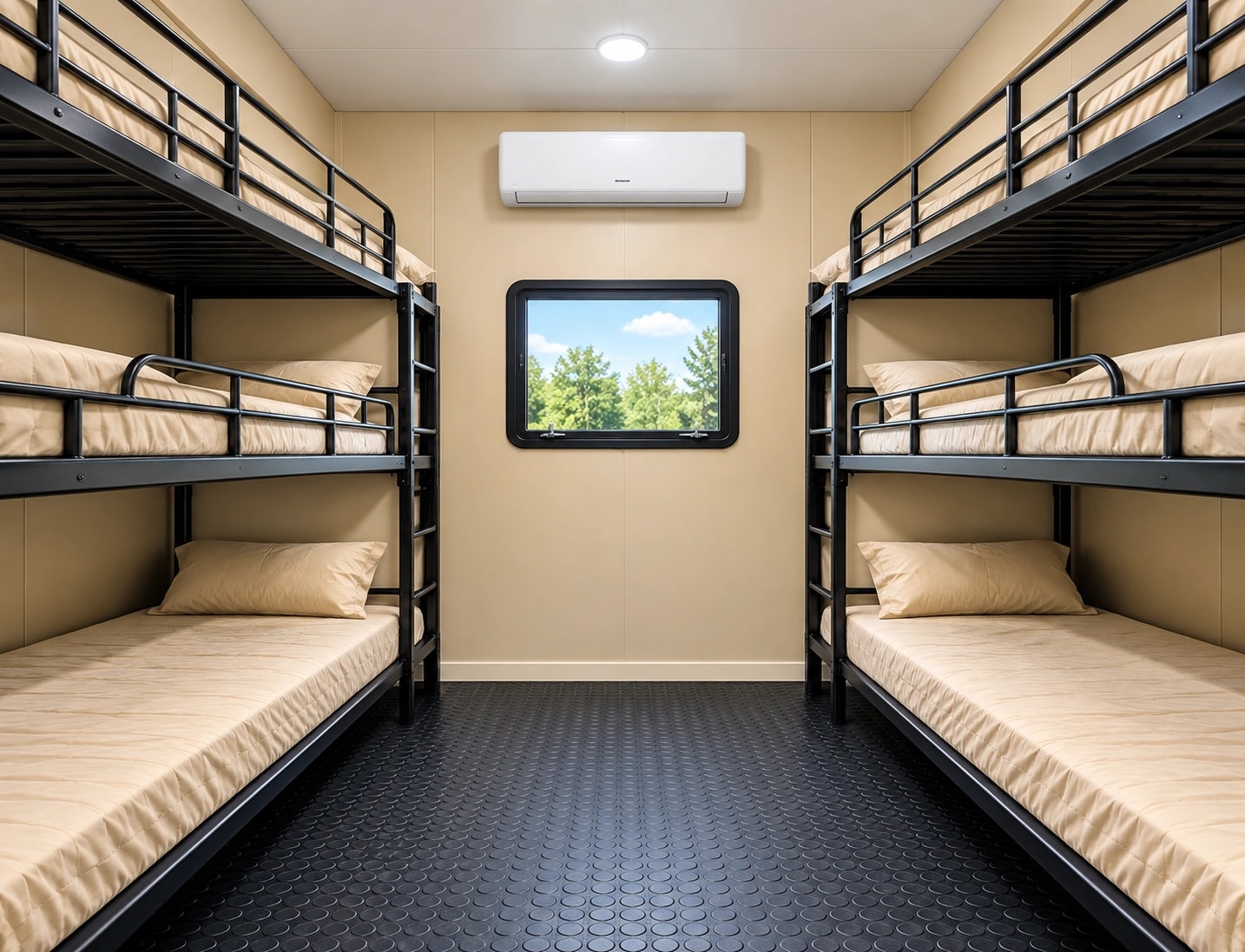 20ft vip accommodation multiple bunk beds.