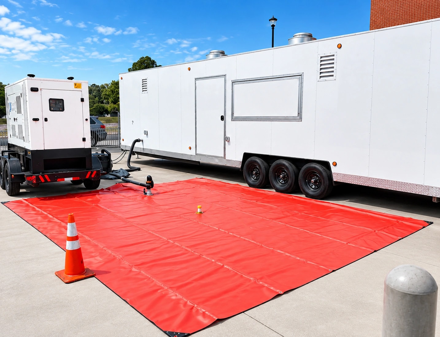 Bladder bag trailer setup.