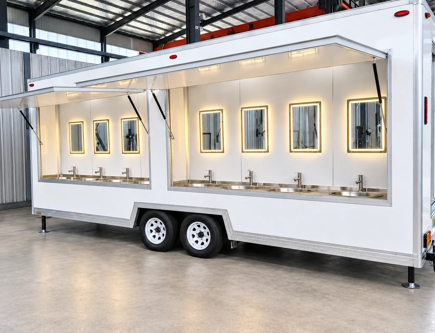 Hand washing sink trailer six station.