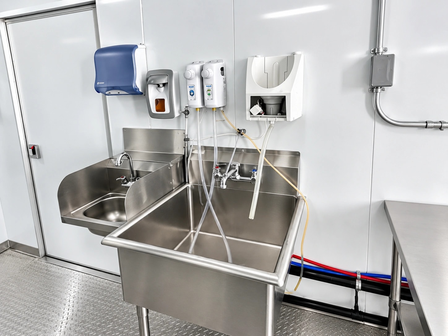 Mobile dish trailer interior.