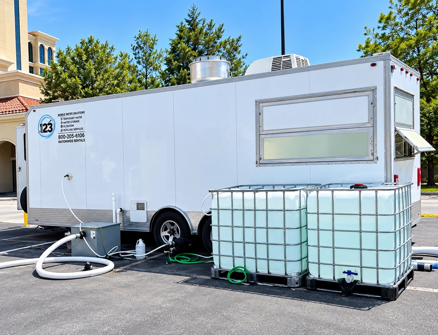 Temporary water storage tanks mobile water trailer.